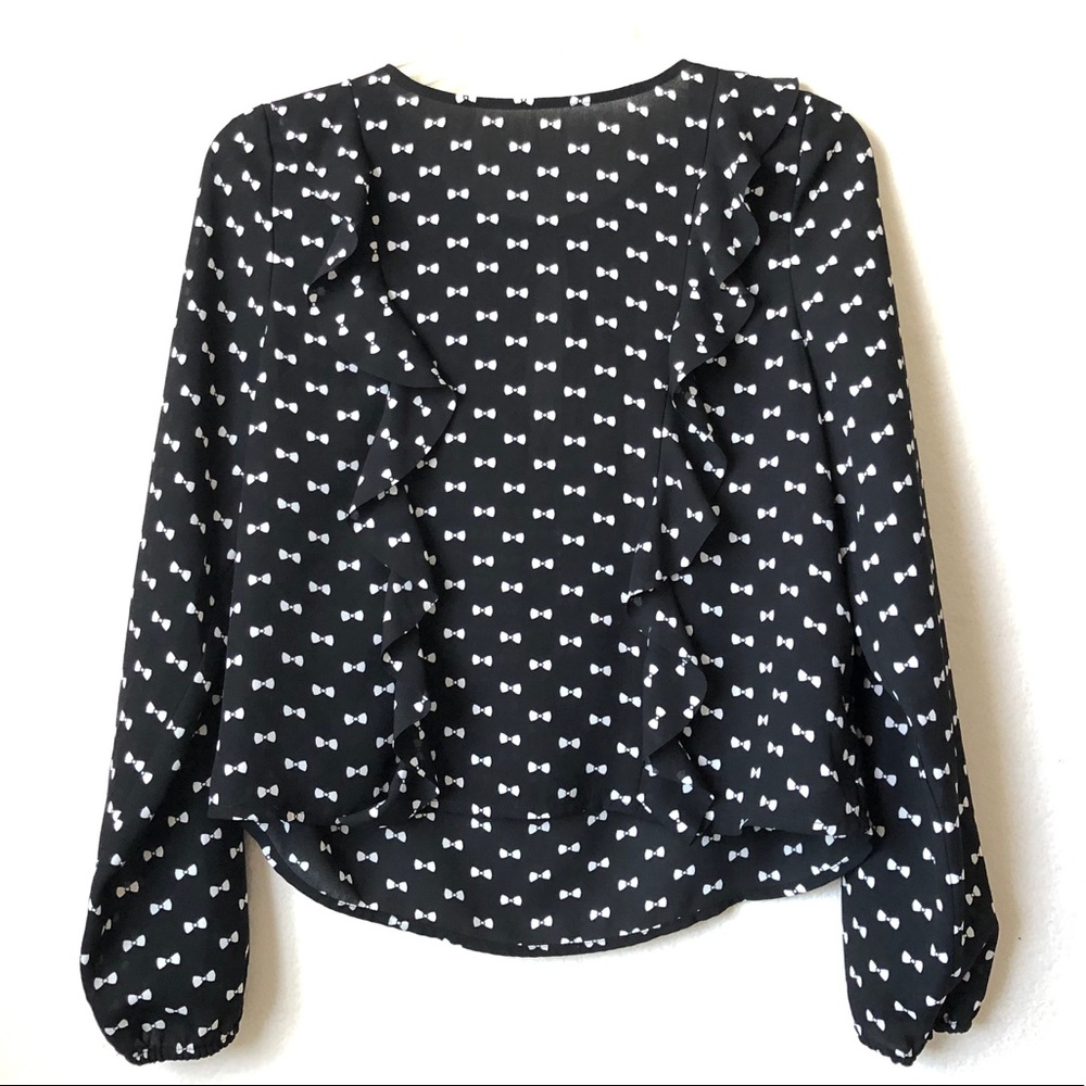 H&M Black Bow Pattern Blouse